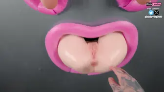 Gloryhole 隔着墙操她屁股，直到她脚抖 - pinkloving